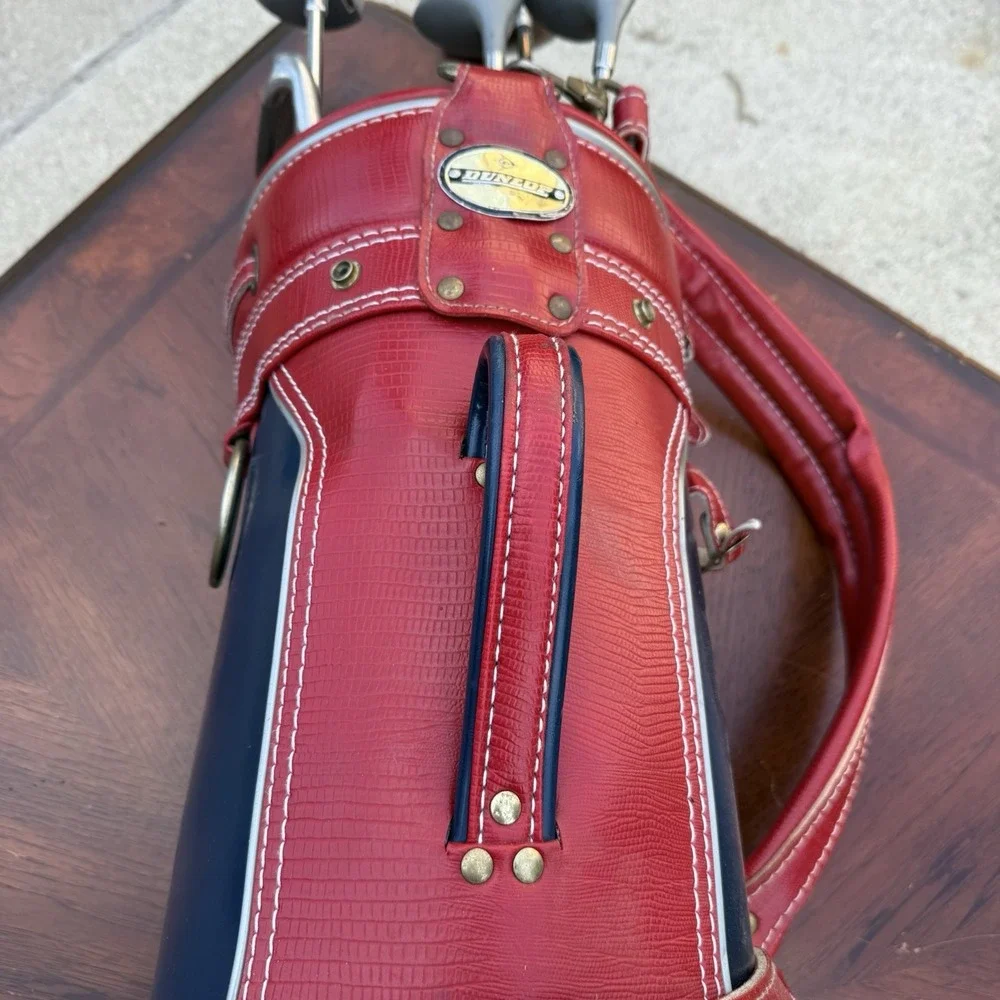 Vintage Dunlop 3-way Golf Bag 16 Golf Club Red White blue multiple storage areas